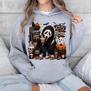 Spooky Ghostface Coffee | Horror Coffee Sublimation Design | Trendy Halloween Coffee Lover | Spooky Season Shirt Design | PNG Download image 4