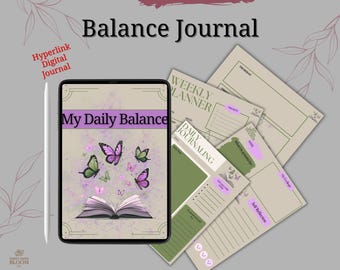 My Daily Balance Digital Journal | Hyperlinked Self Care Planner | Digital Mood Tracker & Reflection for iPad, GoodNotes
