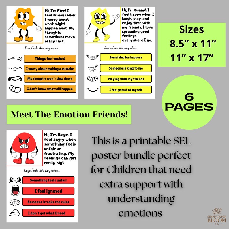 Emotion Friends SEL Posters for Kids | Feelings & Emotions Classroom ...