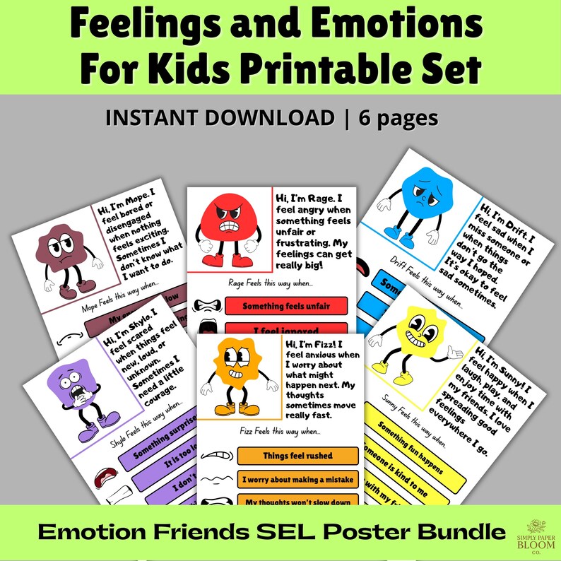 Emotion Friends SEL Posters for Kids | Feelings & Emotions Classroom ...