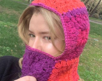 Knitted Balaclava, Chunky Winter Crochet Hood, Warm Handmade Ski Mask, Soft Yarn Face Cover, Oversize Balaclava