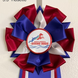 Glory - 5.5" Rosette with 13" Streamers - Choose Custom Colors Personalize Award Ribbon Dog Horses