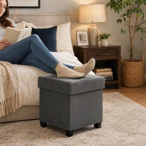 Storage Ottoman Stool, Foldable Ottoman Bench with Storage, Foot Rest Stool