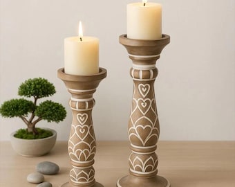 Rustic Boho Pillar Candlestick Decor