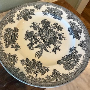 Burleigh Asiatic Pheasants Dinner Plate | Black Transferware England | Vintage English Ironstone Plate