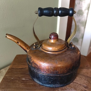 Vintage English Simplex Solid Copper Tea Kettle | Beautiful Aged Patina | Made in England | Primitive Farmhouse Decor