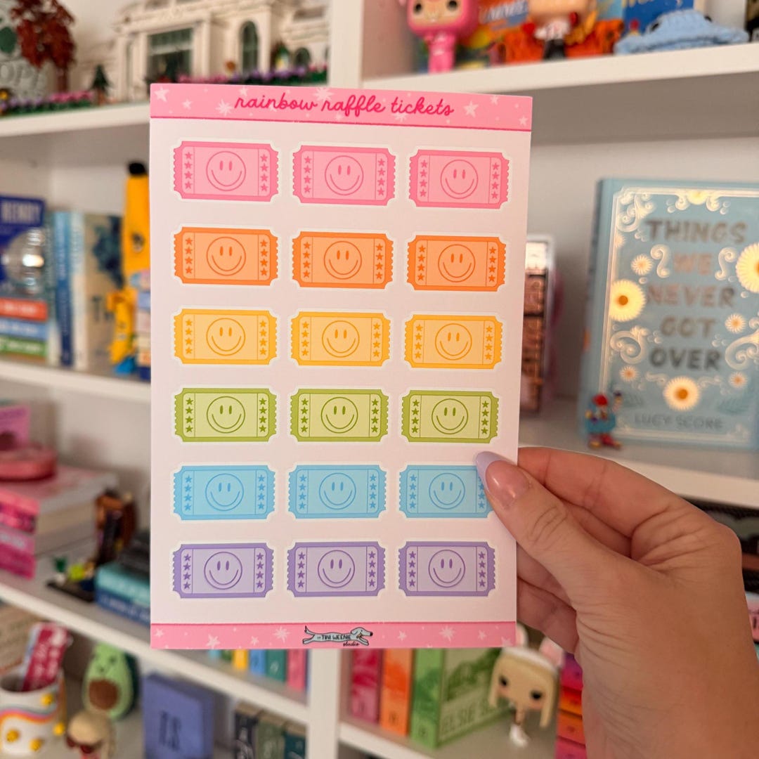 Sticker For Raffle Rainbow Raffle Ticket Sticker Sheet | Matte Journal Stickers L Cute ...