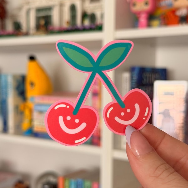 Cherry Buddies Sticker | Vinyl Waterproof Sticker l Cute Aesthetic Decal for Laptop, Water Bottle, Planner, Journal, Scrapbook, Kindle