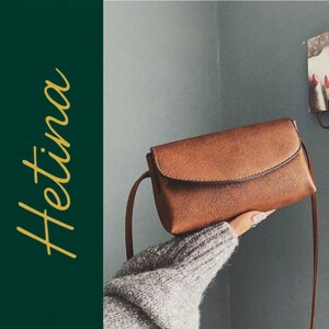 Brown Leather Crossbody Bag Structured Shoulder Purse