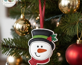 Leather Snowman Ornament | Bag Charm | Stocking Stuffer & Ornament Gift