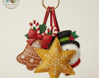 Leather Christmas Charms Handmade Set | Stocking Stuffer & Ornament Gift