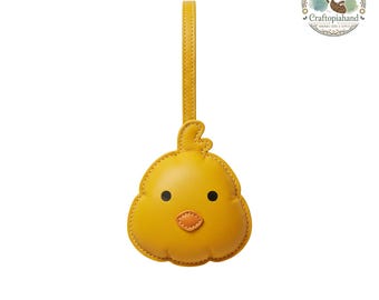 Chicken Handmade Leather Bag Charm | Premium Leather Animal Keychain | Dog Sheep Horse Crab Leather Bag Charm | Gift for Her