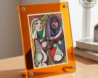 Acrylic Modern Floating Art Frame - Neon & Clear Colors - Personalized Colorful Desk Decor - Various Sizes Available| Wall Hangings