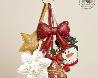 Handmade Leather Christmas Charms Set | Stocking Stuffer & Ornament Gift