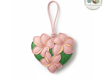 Handmade Leather Flower Bag Charm | Valentine's Day Gift