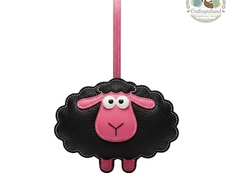 Sheep Handmade Leather Bag Charm | Premium Leather Animal Keychain | Dog Sheep Horse Crab Leather Bag Charm | Gift for Her