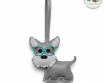 Miniature Schnauzer Handmade Leather Bag Charm | Premium Leather Animal Keychain | Dog Sheep Horse Crab Leather Bag Charm | Gift for Her