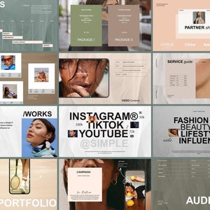 Kit de medios para creadores de contenido Canva / Plantilla de portafolio / Kit de prensa para influencers / Tarifa de redes sociales / Descarga instantánea
