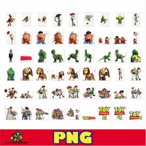 May include: A collection of digital stickers featuring various characters from the Toy Story franchise, including Woody, Buzz Lightyear, Rex, Slinky Dog, and Mr. Potato Head, alongside the Toy Story 2 and 4 logos, all arranged in a grid format.