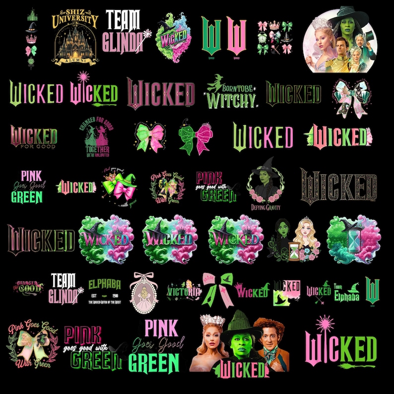 Onda karaktärer SVG & PNG-paket, Elphaba, Emerald Witch (digital nedladdning) bild 6