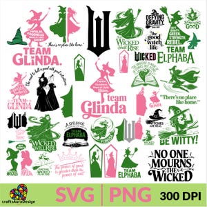 Onda karaktärer SVG & PNG-paket, Elphaba, Emerald Witch (digital nedladdning) bild 5