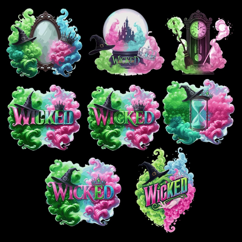 Onda karaktärer SVG & PNG-paket, Elphaba, Emerald Witch (digital nedladdning) bild 7