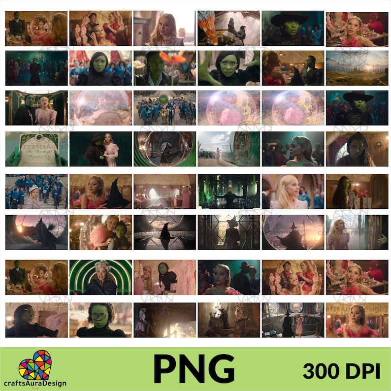 Onda karaktärer SVG & PNG-paket, Elphaba, Emerald Witch (digital nedladdning) bild 4