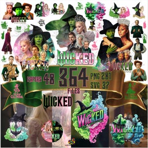 Onda karaktärer SVG & PNG-paket, Elphaba, Emerald Witch (digital nedladdning) bild 1