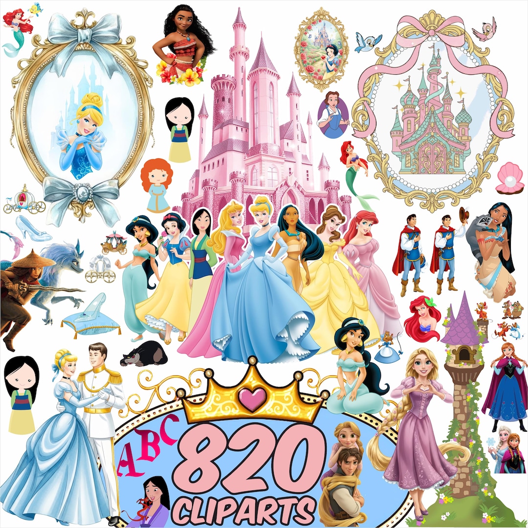 Princess Mega Bundle 800+ SVG PNG Files, Fairytale Princess Clipart ...
