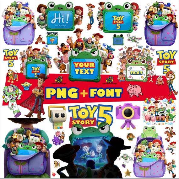 New Toy Story 5 PNG Bundle, Buzz Lightyear, Woody Jessie PNG, Alphabet, Toy Story Birthday Shirt Design, Toy Story Clipart-Instant Download
