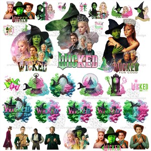 Onda karaktärer SVG & PNG-paket, Elphaba, Emerald Witch (digital nedladdning) bild 8