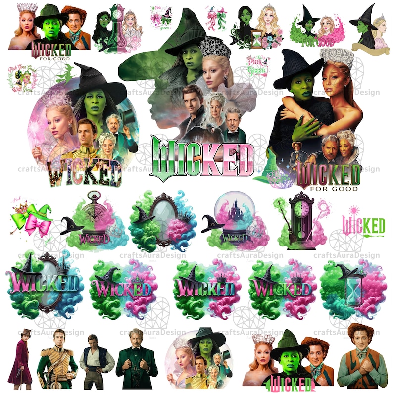 Onda karaktärer SVG & PNG-paket, Elphaba, Emerald Witch (digital nedladdning) bild 8