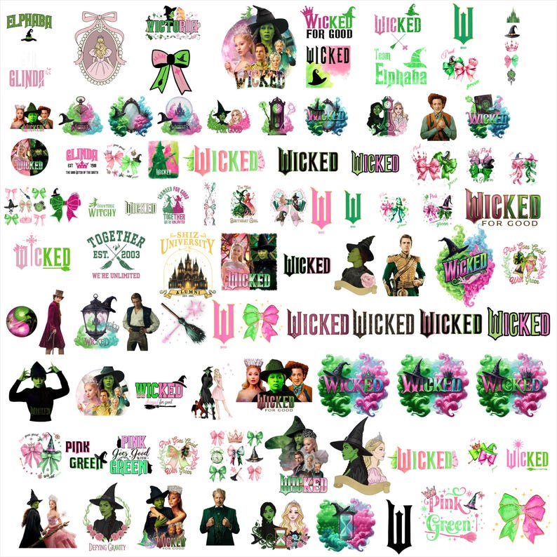 Onda karaktärer SVG & PNG-paket, Elphaba, Emerald Witch (digital nedladdning) bild 9
