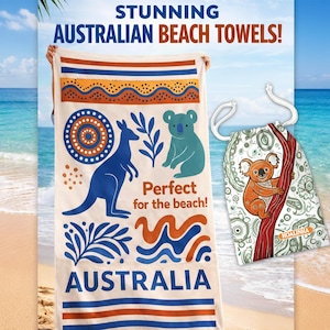 Australian design Beach Towel with 1 Drawstring Bag