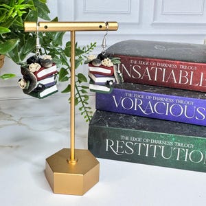 Edge of Darkness Inspired Stacked Book Polymer Clay Earrings