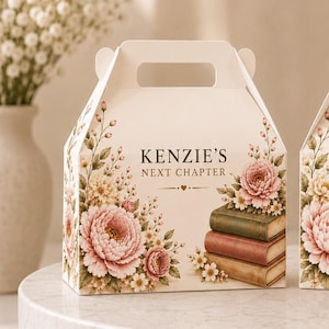 Personalized Next Chapter Bridal Shower Favor Box, Book Lover Gift, Milestone Celebration