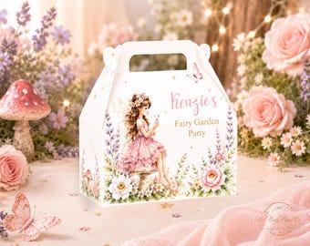 Personalized Fairy Garden Favor Box, Enchanted Woodland Birthday Treat Holder, Custom Butterfly Party Packaging, Floral Keepsake