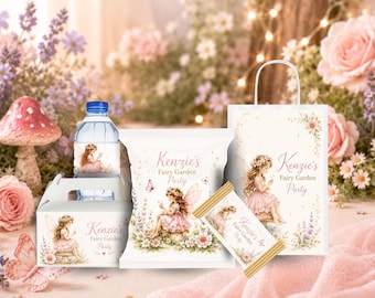 Customizable Fairy Garden Party Favors, Enchanted Birthday Decorations (Digital Download)