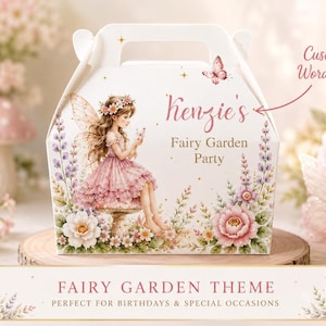 Personalized Fairy Garden Party Favor Box, Enchanted Woodland Birthday Treat Holder