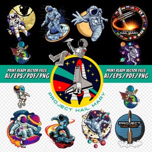 Camiseta con parche de la misión Proyecto Ave María de Ryland Grace / Diseño de camiseta de ciencia ficción espacial / Gráfico de astronauta de ciencia ficción / Descarga digital