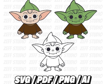 Baby Yoda SVG, Baby Yoda Clipart for,Cricut and Silhouette Cut Files, Cute Alien Cartoon SVG, Star Wars Inspired Character, Digital Download