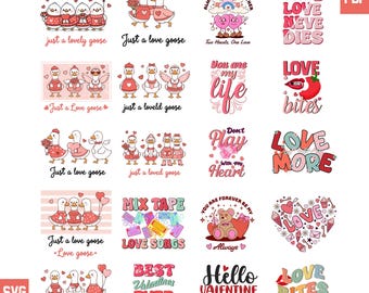 Valentine Goose Clipart Bundle, Kawaii Love Theme (PNG SVG PDF