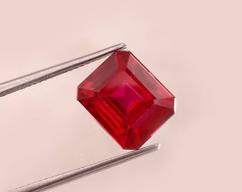 8Ct Rubin • 11.40X9.50 mm Rechteckschliff Lab-erstellter Rubin