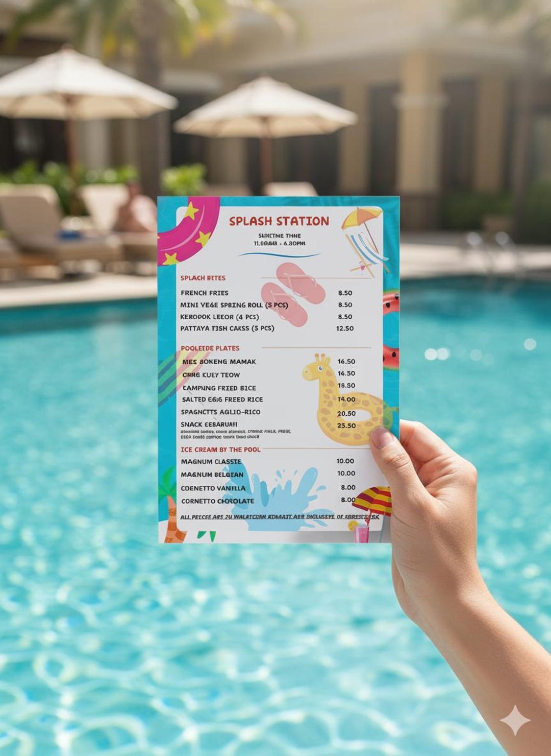 Beach & Poolside Menu Template | Editable Canva Menu | Summer Café ...