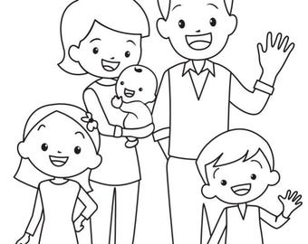Family Moments Coloring Book: Relaxing Illustrations (Instant Download PDF)