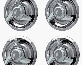 4 tapacubos centrales para llantas Chevy GM Rally con 3 anillos embellecedores Tri-BAR