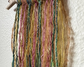 Handmade Wall Hanging, Sunset in the Forest themed Yarn Tapestry