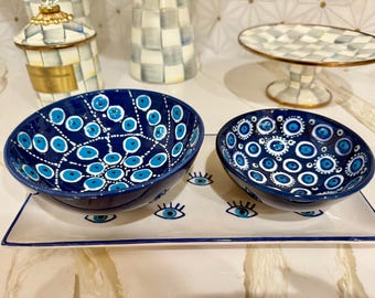 Evil Eye Ceramic Bowl Set of 2