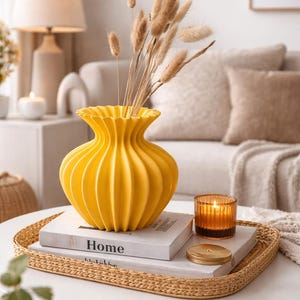 Wellen Vase 3D Druck Datei, Tulpen Vase STL und 3MF, Massive Design Vase, Moderne Deko, Stabil & Wertig, Ohne Vasenmodus