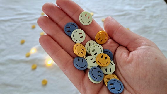 Smili Streudeko 3D Druck Datei, Konfetti STL & 3MF, Mehrfarbig, mit und ohne AMS, Party Deko, Tischdeko, Bastelmaterial, Bambu Lab